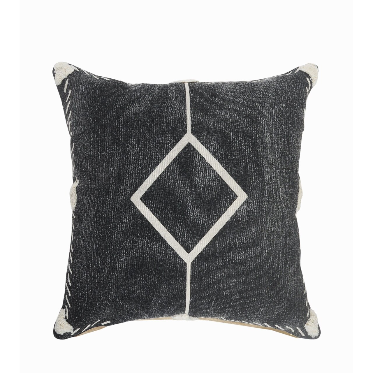 Laddha Home Designs 20" Black and White Bordered Square Throw Pillow